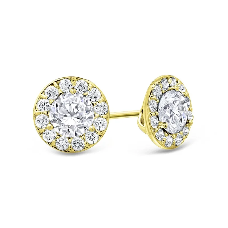 Auriya 14k Gold 3/4ctw Round Halo Diamond Stud Earrings