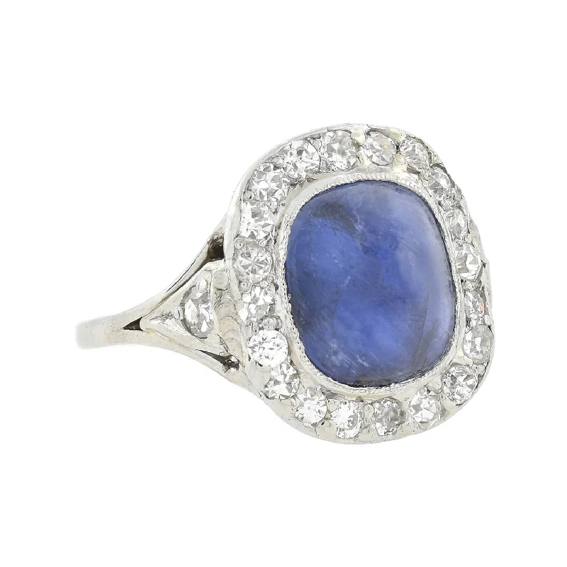 Edwardian Platinum Diamond + Sapphire 3ctw+ Center