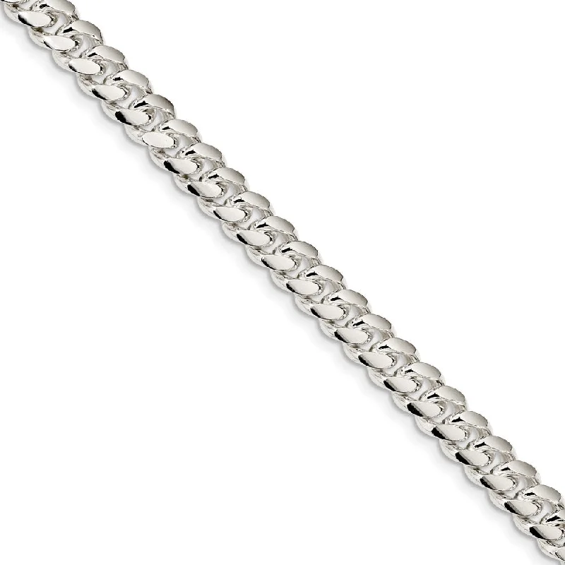 Men's 7.75mm Sterling Silver Solid Domed Curb Chain Bracelet