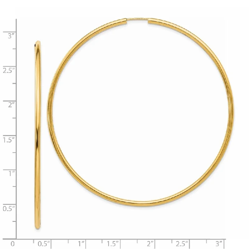 Diamond2Deal 14K Yellow Gold Endless Hoop Earrings (L- 69.5 mm, W- 69.5 mm)