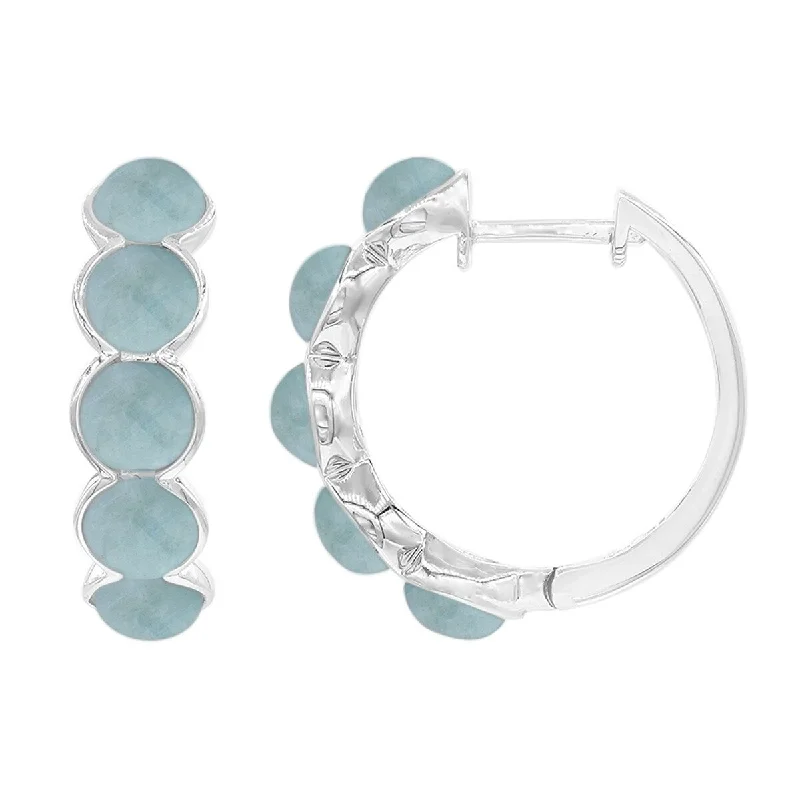 925 Sterling Silver Milky Aquamarine Earrings