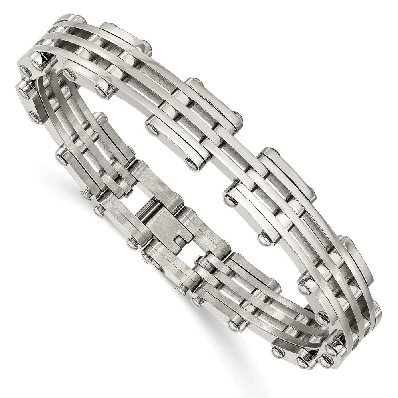 Men's Stainless Steel 10mm Polished Link Bracelet, 9 Inch