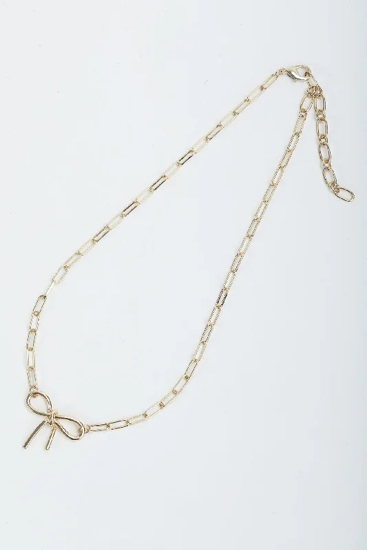 Gold Bow Necklace