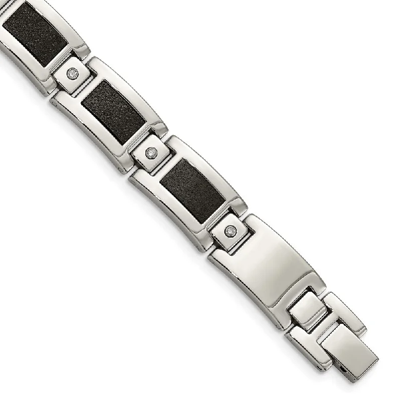 Mens Stainless Steel Diamond Polished & Laser Cut Bracelet, 8.25 Inch