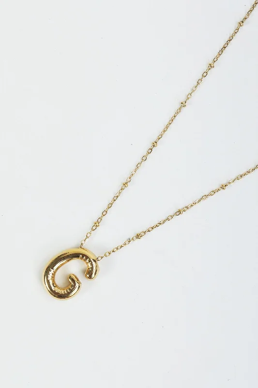 Bubble "G" Gold Initial Necklace