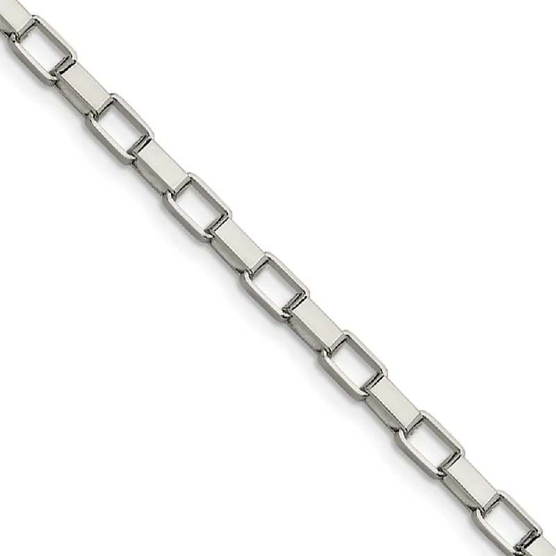 Men's 4.8mm Stainless Steel Open Box Chain Bracelet, 8 Inch