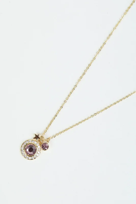 June Birthstone Charm Necklace