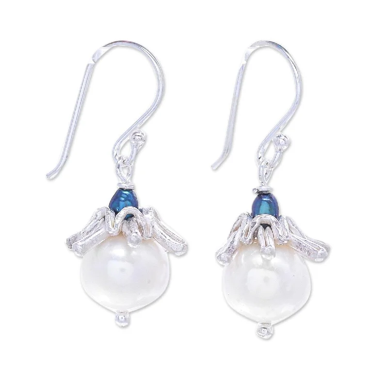 NOVICA Angels of Joy, Cultured pearl dangle earrings - 1*0.5