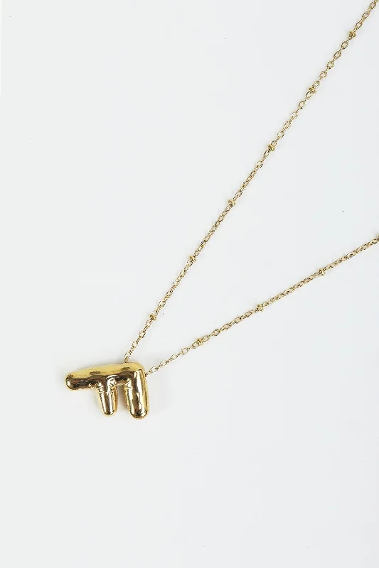 Bubble "F" Gold Initial Necklace