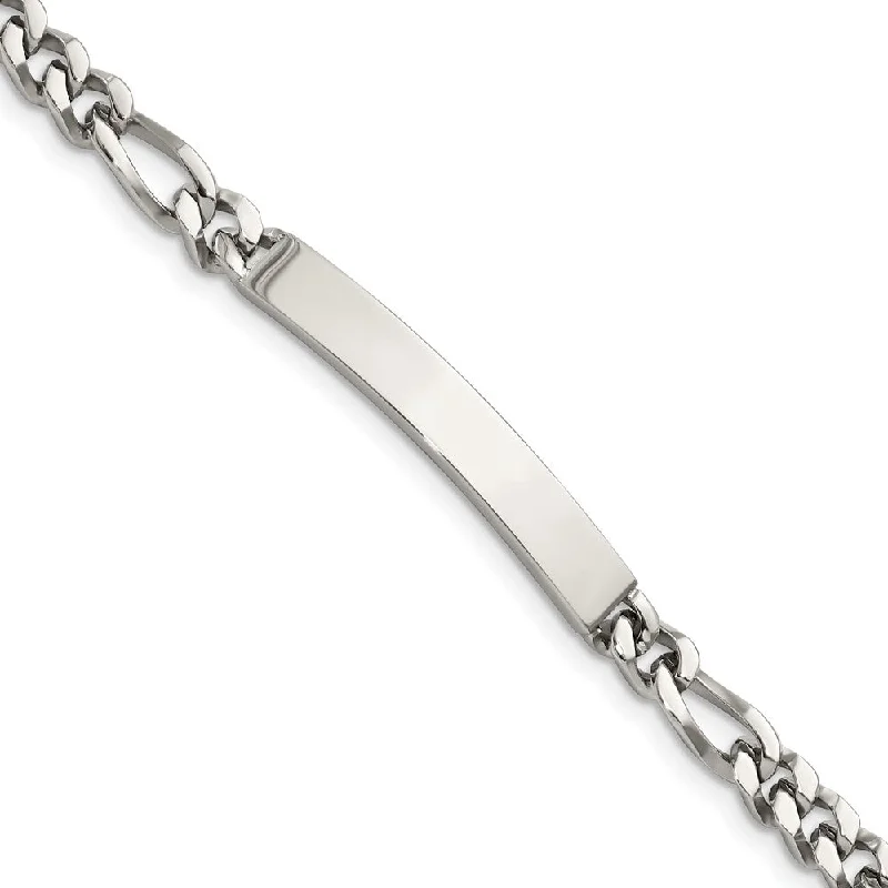 Men's 7mm Polished Stainless Steel Figaro Link I.D. Bracelet, 8.25 In.