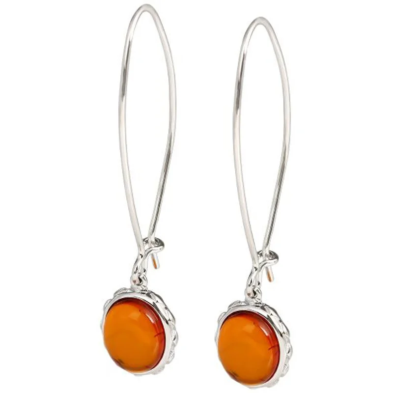 925 Sterling Silver Baltic Amber Dangle Earrings