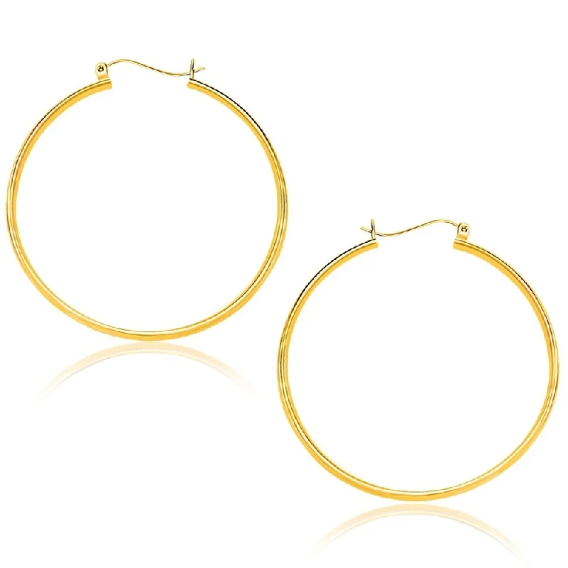 14k Yellow Gold Polished Hoop Earrings (40mm)