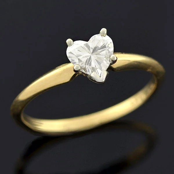 Estate 14kt Heart Diamond Solitaire Engagement Ring 0.45ct