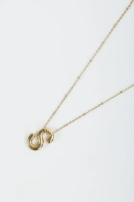 Bubble "S" Gold Initial Necklace