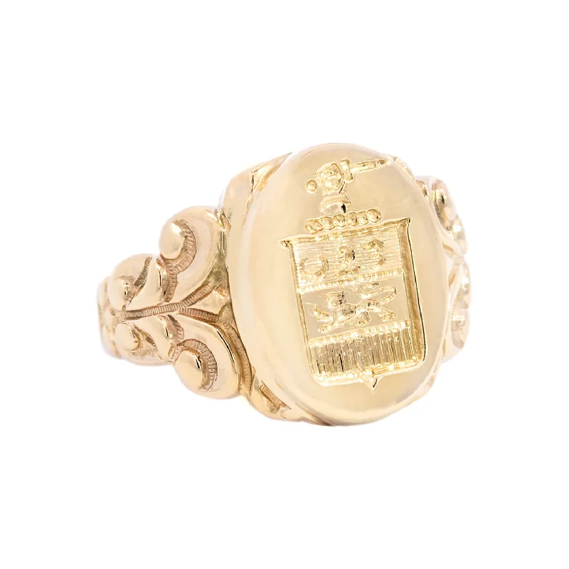 Victorian 14k Family Crest Signet Ring