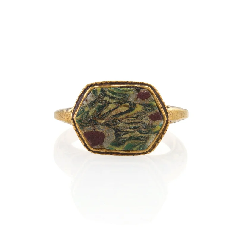 Renaissance Ring with Ancient Roman Mosaic Glass