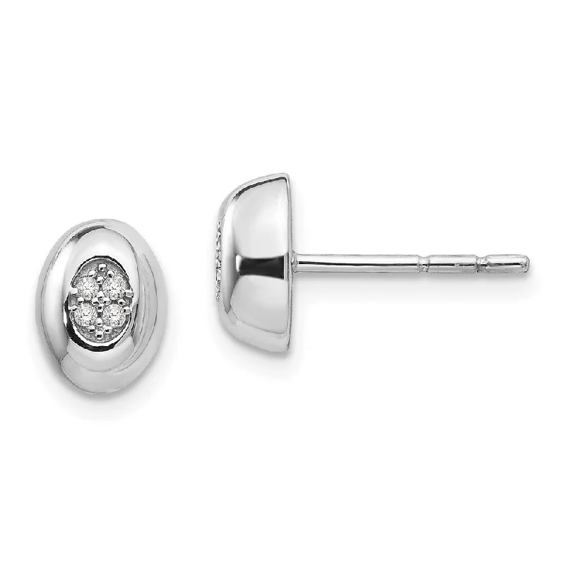 Sterling Silver Diamond Stud Earrings (L-9 mm, W-7 mm)