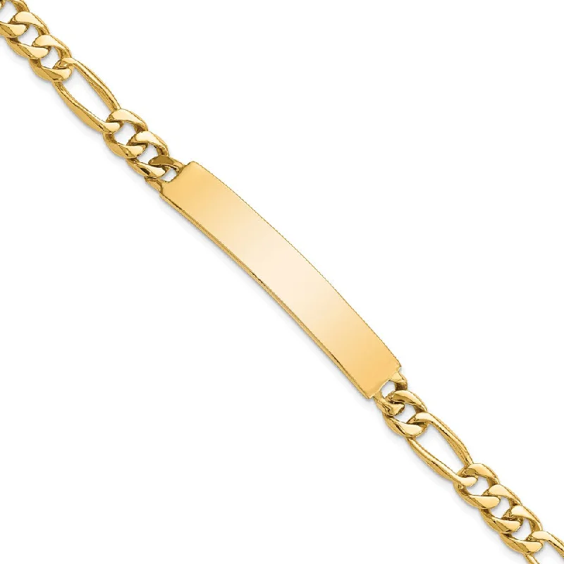 Men's 7mm 14k Yellow Gold Solid Figaro I.D. Bracelet, 8 Inch