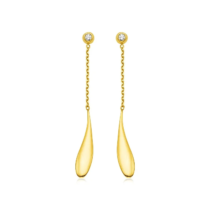 14k Yellow Gold Teardrop Earrings with Diamonds