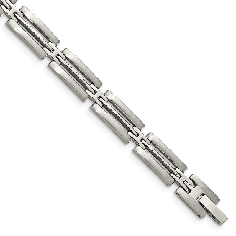 Men's Stainless Steel Multi Finish Detailed Link Bracelet, 8.75 Inch