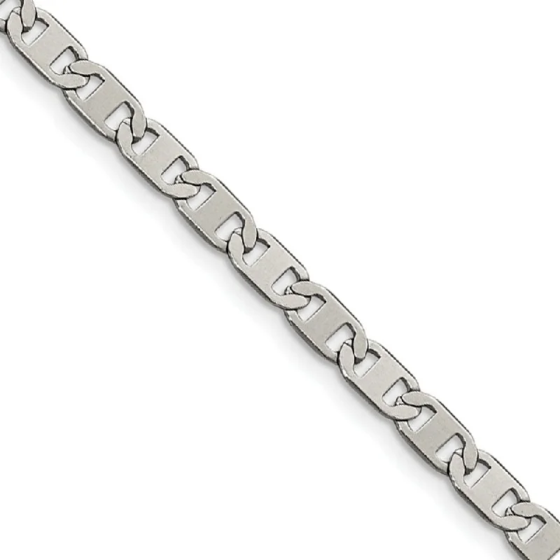 Men's 5mm Stainless Steel Flat Anchor Chain Bracelet