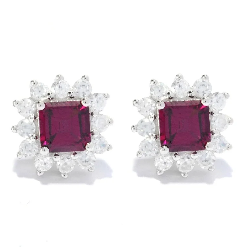 Sterling Silver 4 5/8ct Amethyst Stud Earrings