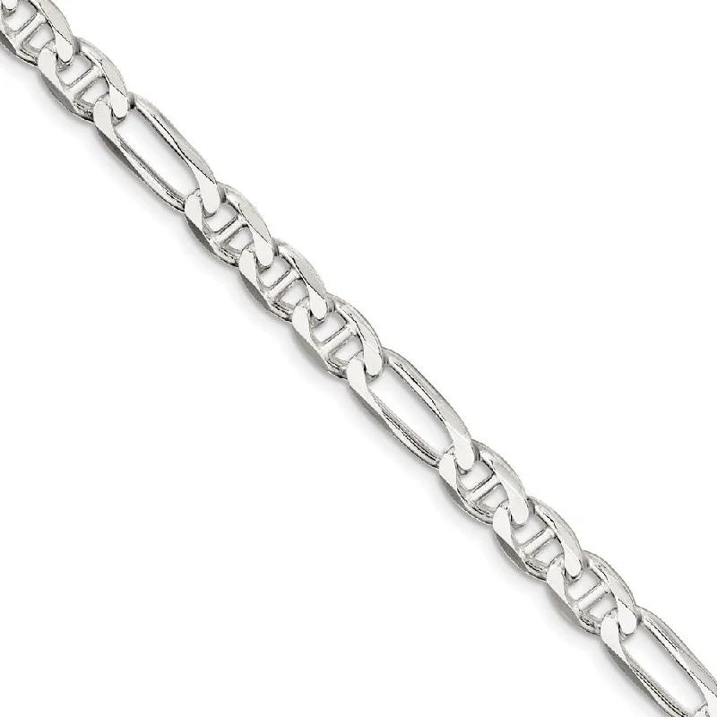 Mens 7.5mm Sterling Silver Solid Figaro Anchor Chain Bracelet