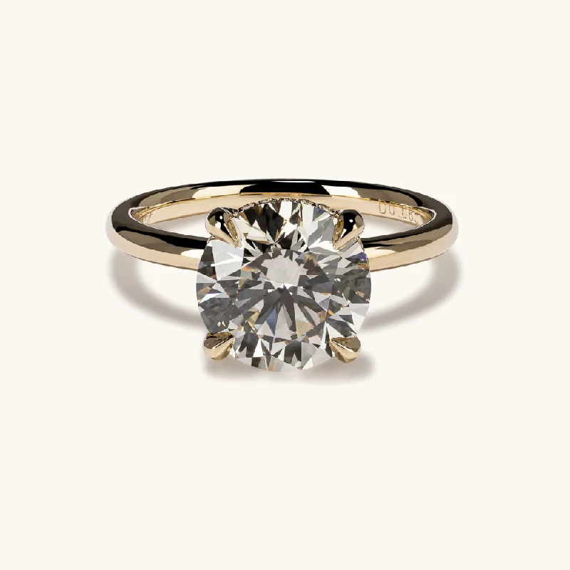 3.42 Round Lab Diamond Engagement Ring with Hidden Halo