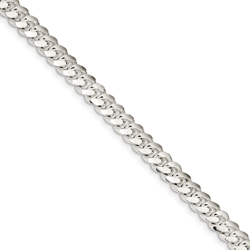 Men's 7.25mm Sterling Silver Solid Domed Curb Chain Bracelet