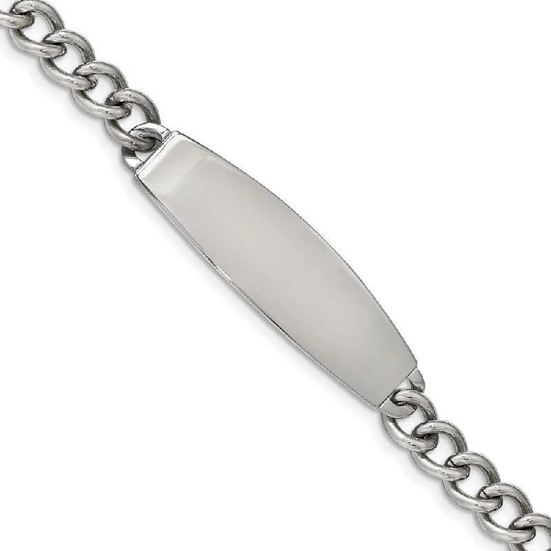 Men's Stainless Steel Polished Curb Link I.D. Bracelet, 8.5 Inch