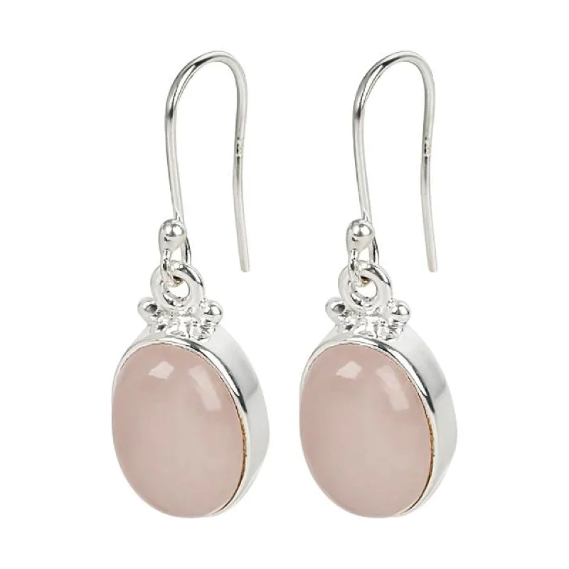 925 Sterling Silver Rose Quartz Drop & Dangle Earrings