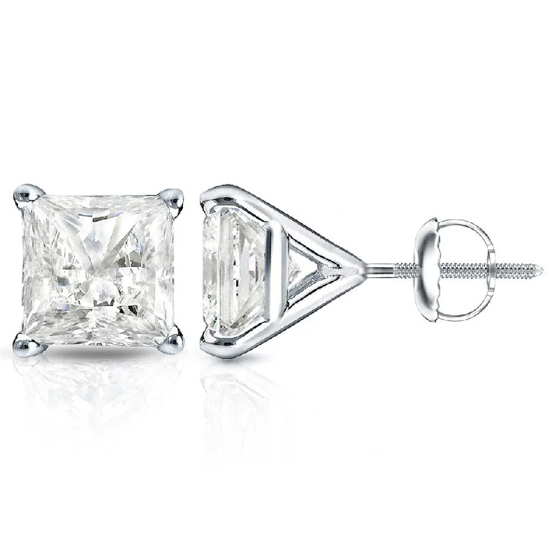 Auriya 14k Gold 2ctw Princess-cut Diamond Stud Earrings Martini-set (I-J, I1-2)