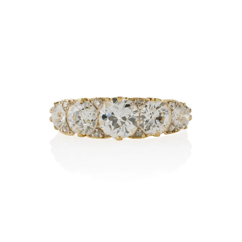 Antique 18K Gold and Diamond Five Stone Ring