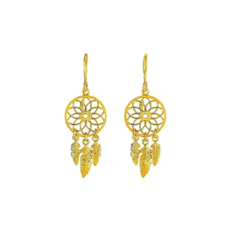 Dream Catcher Earrings in 14k Yellow Gold