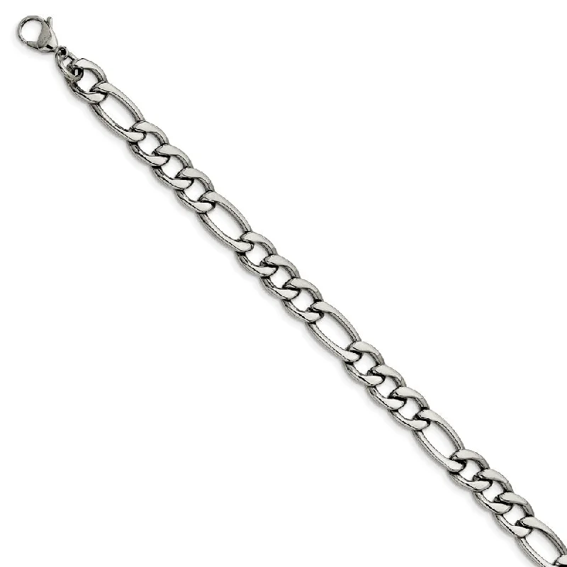 Men's 8.4mm Stainless Steel Figaro Chain Bracelet, 8 Inch