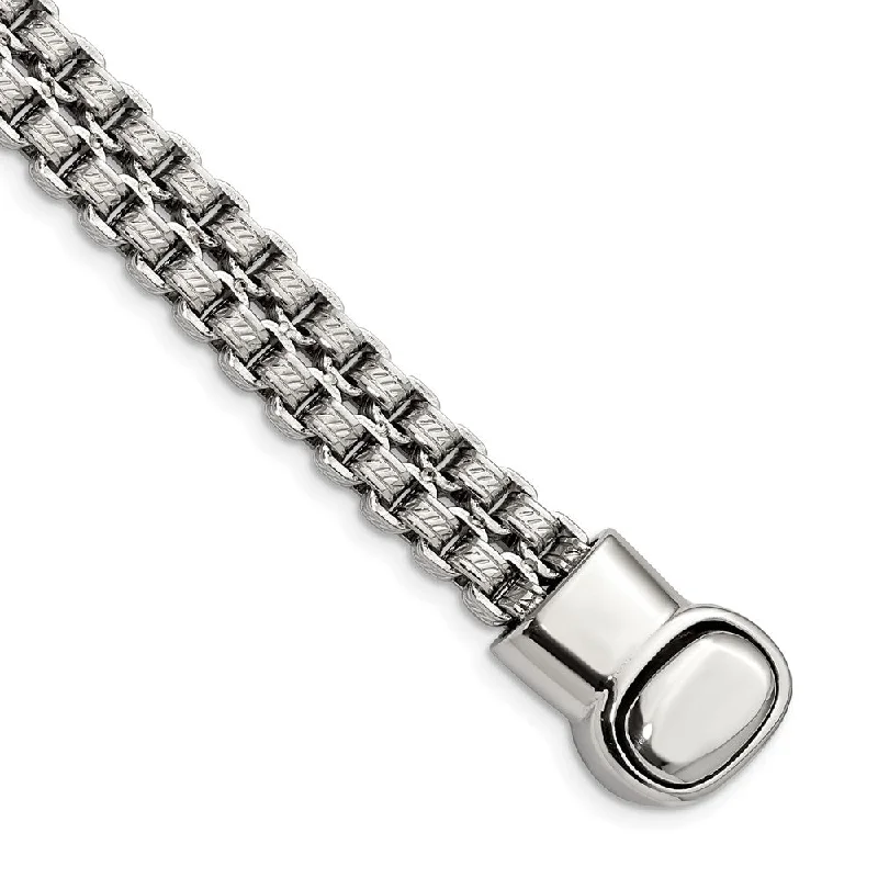 10.5mm Stainless Steel Textured Double Rolo Chain Bracelet, 8.75 Inch