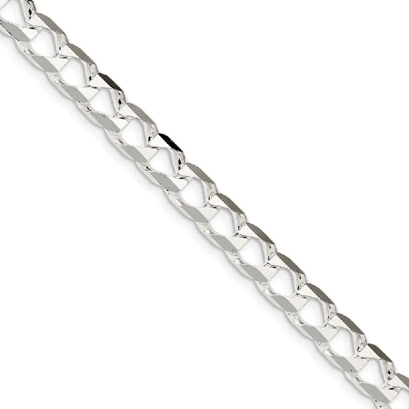 Men's 8.5mm Sterling Silver Flat Square Curb Chain Bracelet