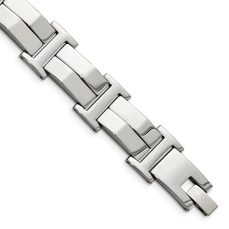 Men's Stainless Steel Polished Double Link 8.5 Inch Bracelet