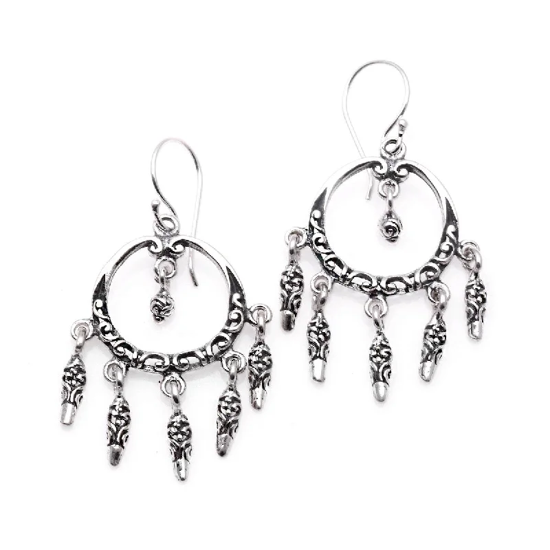 NOVICA Dream Catcher Rain, Sterling silver chandelier earrings - 1.6" L x 0.9" W x 0.1" D