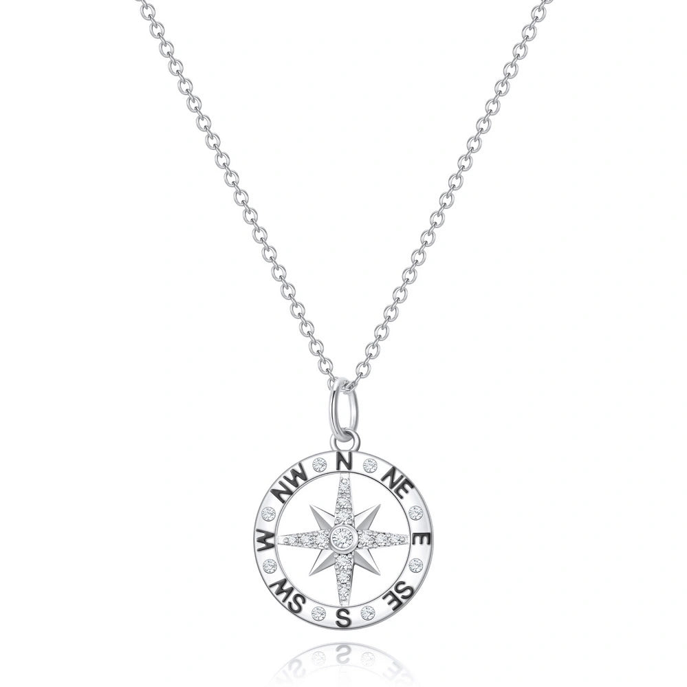 Graduation Season Platinum Compass Necklace