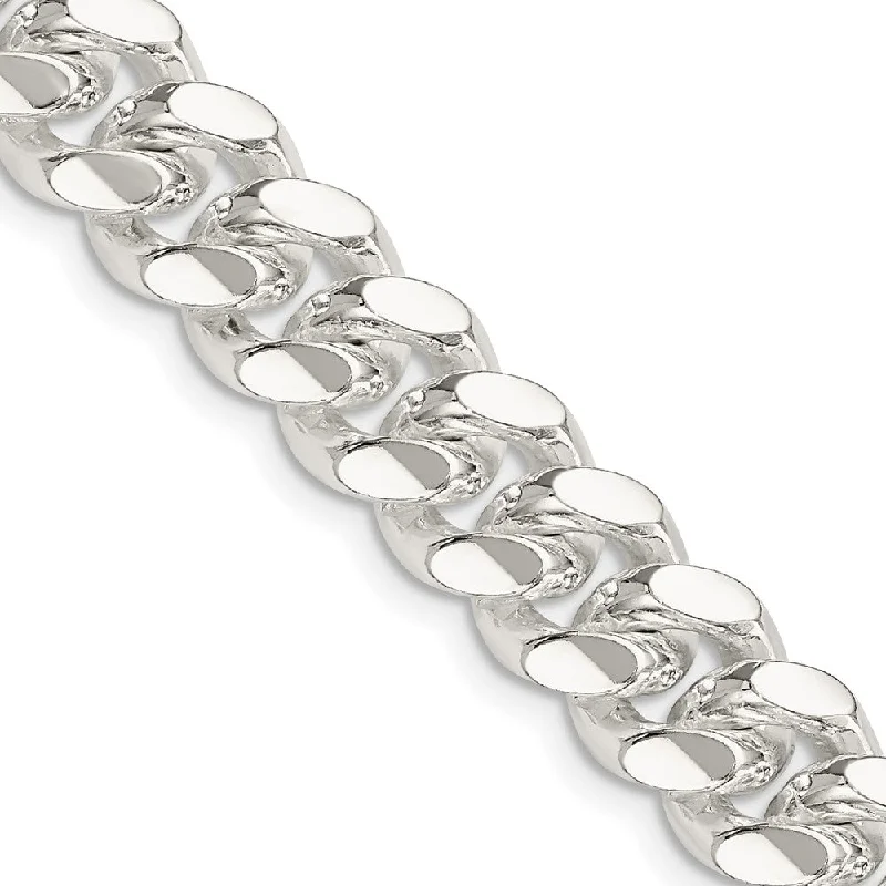 Men's 10.5mm Sterling Silver Solid Miami Curb Chain Bracelet