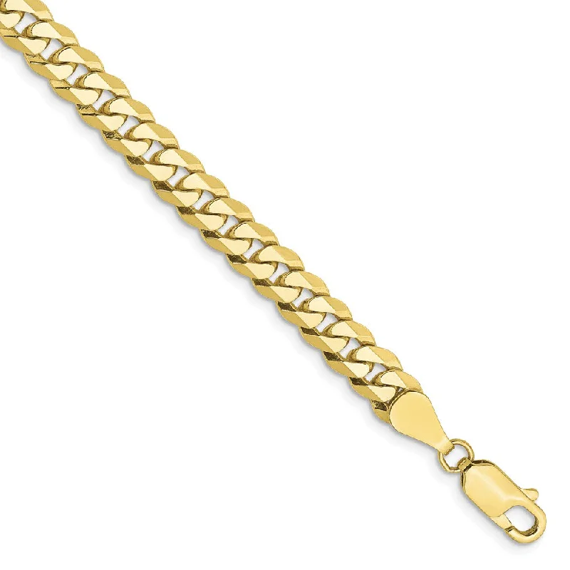 5.75mm 10k Yellow Gold Flat Beveled Curb Chain Bracelet