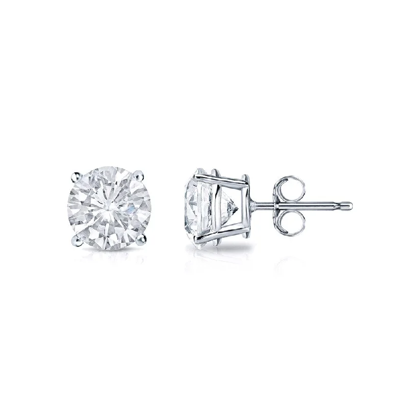 18k Gold Round 1/2ct TW Clarity Enhanced Diamond Stud Earrings