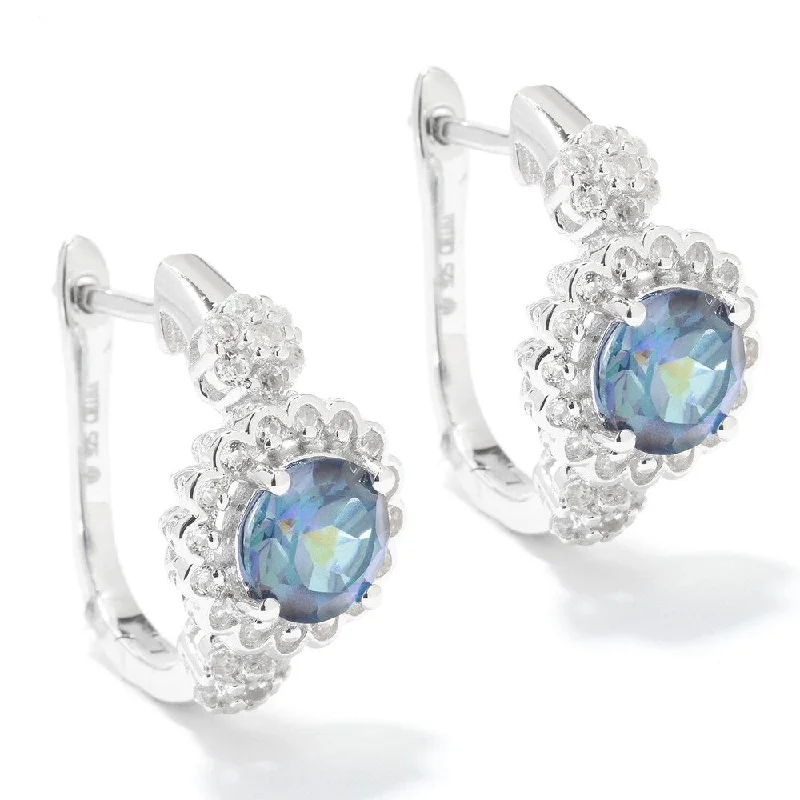 Sterling Silver Gemstone Topaz Hoop Earrings