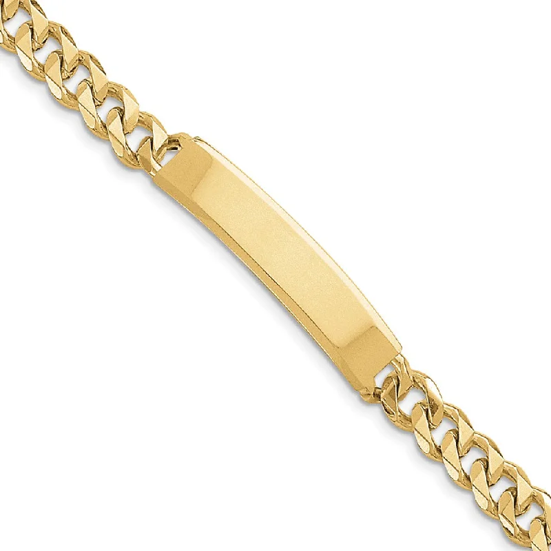 Men's 8mm 14k Yellow Gold Solid Curb Link I.D. Bracelet, 8 Inch