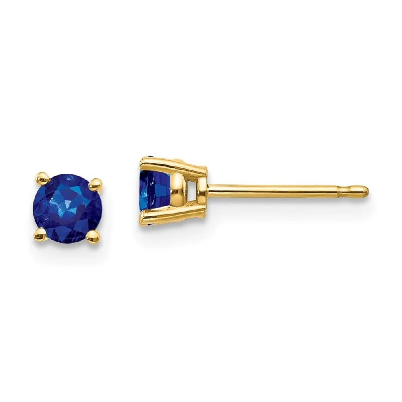 14k Yellow Gold Sapphire Earrings (L-4 mm, W-4 mm)