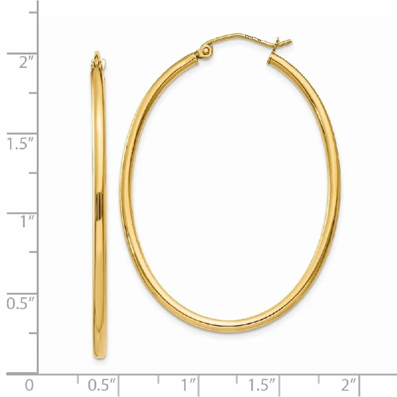 Diamond2Deal 14k Yellow Gold Oval Hoop Earrings (L-28 mm, W-34.5 mm)