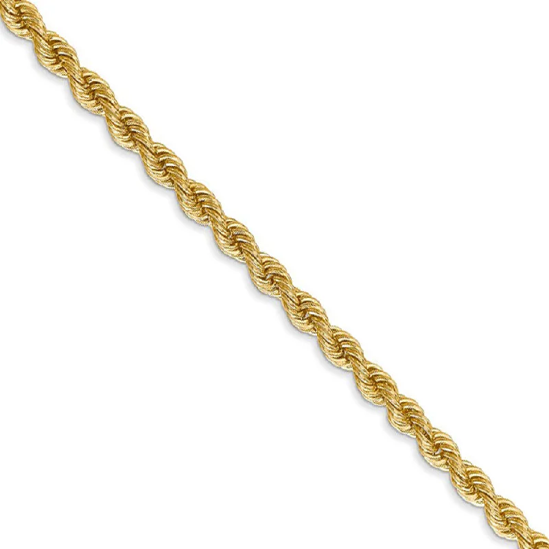 3mm 14k Yellow Gold Classic Solid Rope Chain Bracelet