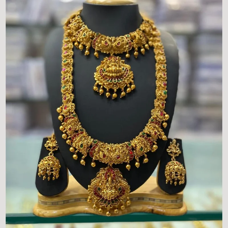 Manisha Jewellery Gold Plated Pota Stone Double Necklace Set