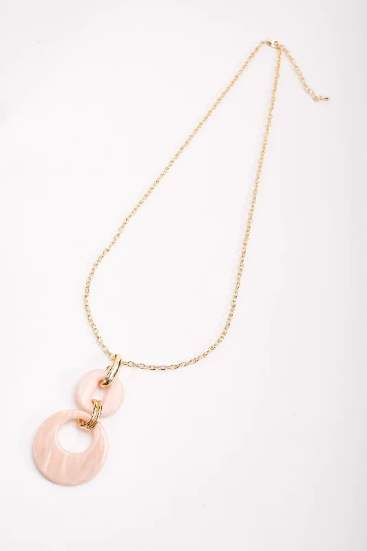 Pink Tortoise Drop Link Necklace